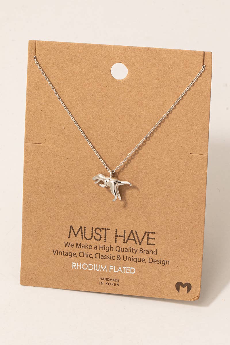 Gold Dipped T-Rex Dinosaur Pendant Necklace