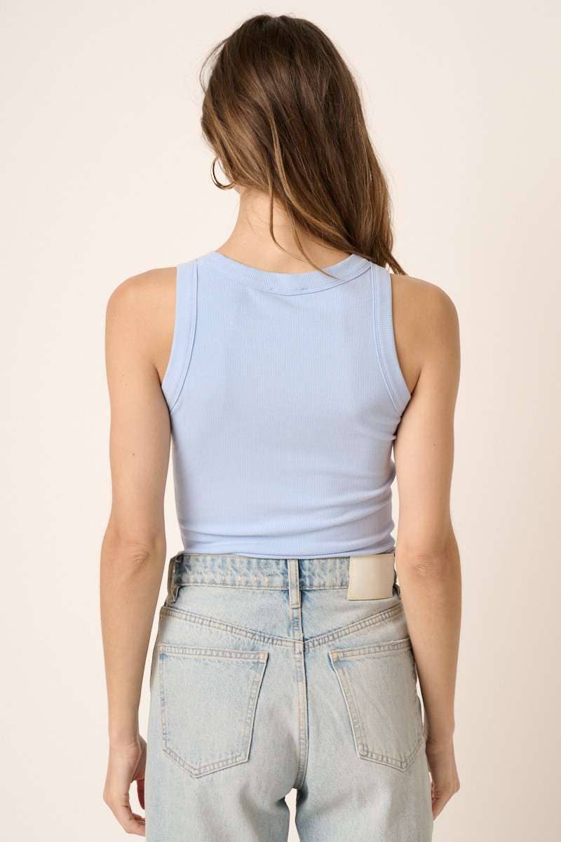 RIB KNIT ROUND NECK TANK