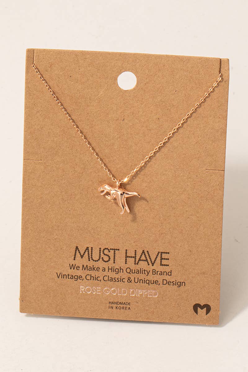 Gold Dipped T-Rex Dinosaur Pendant Necklace
