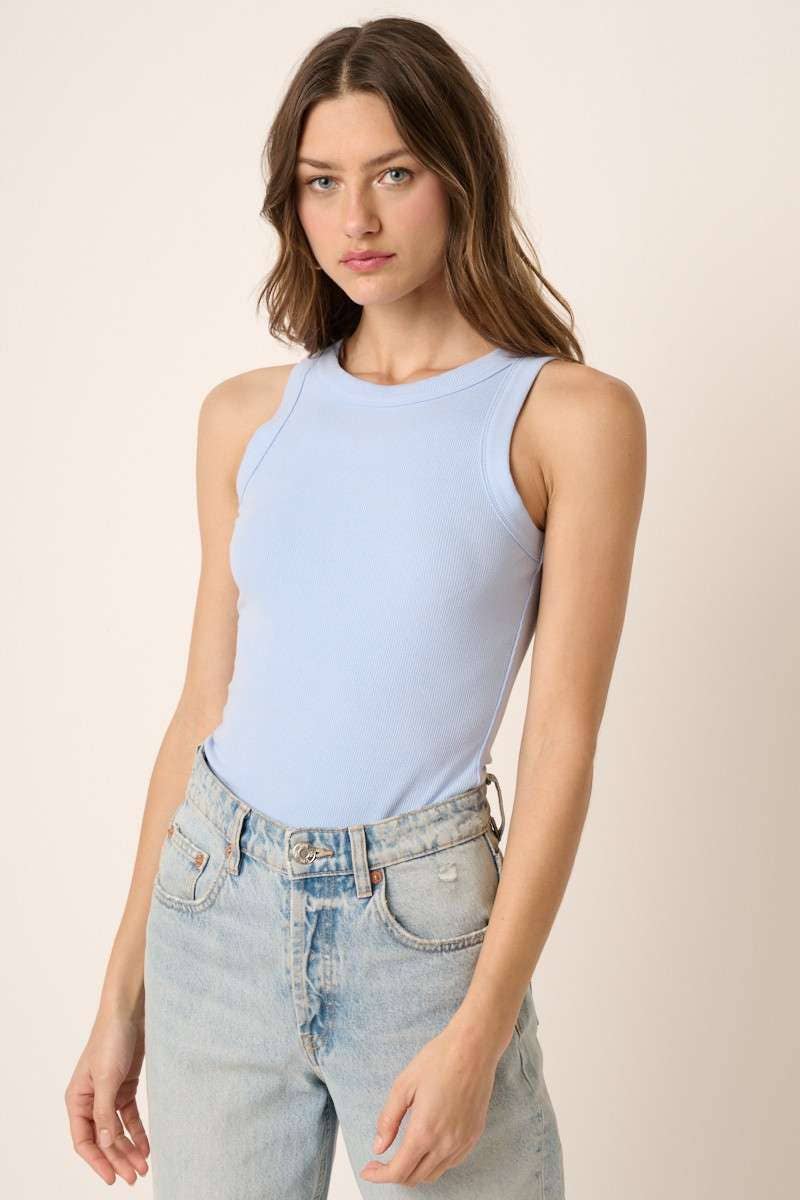 RIB KNIT ROUND NECK TANK