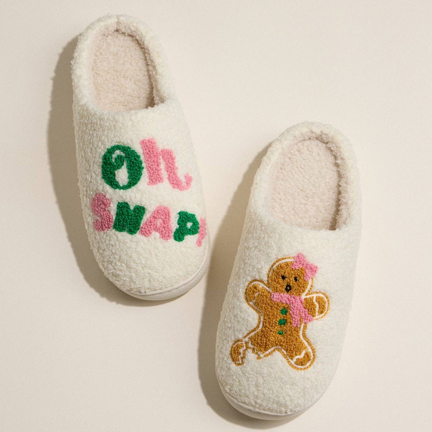 Gingerbread Embroidered Slippers – Oh Snap! Holiday Edition for Christmas Gift