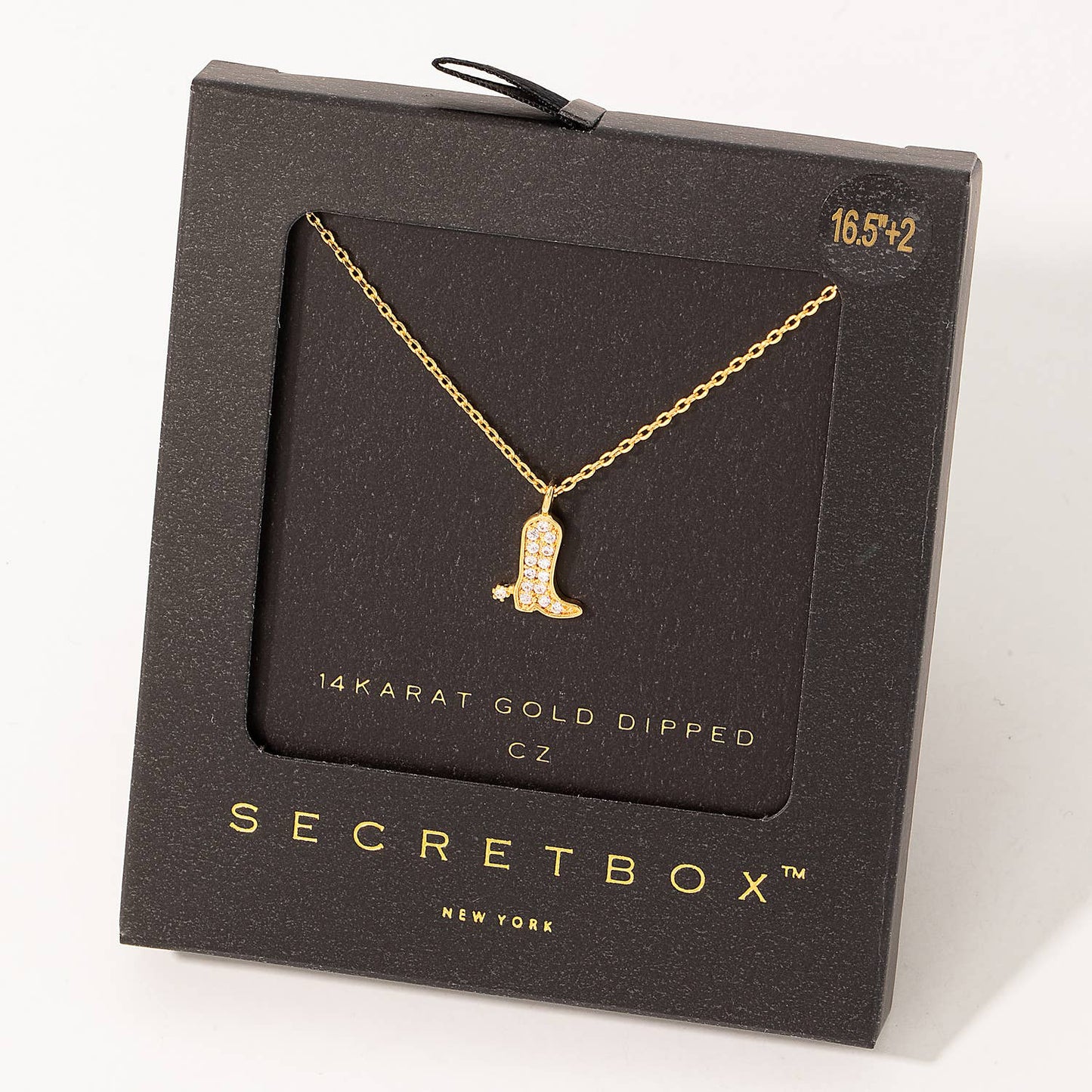 Secret Box Pave Cowboy Boot Pendant Necklace