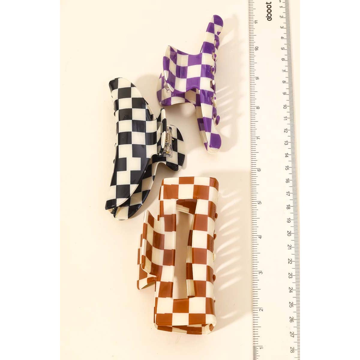 Checkered Pattern Hair Clip Set