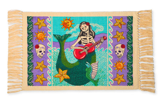 Cotton Stencil Table Mat - Day of the Dead 212
