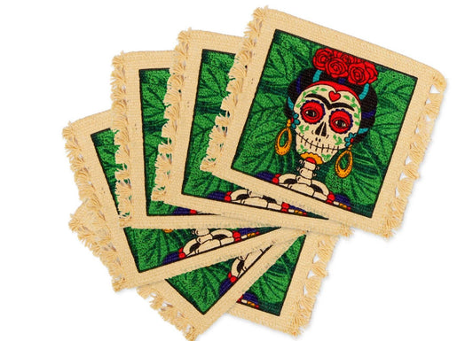 Cotton Stencil Coaster-Day of the Dead Design