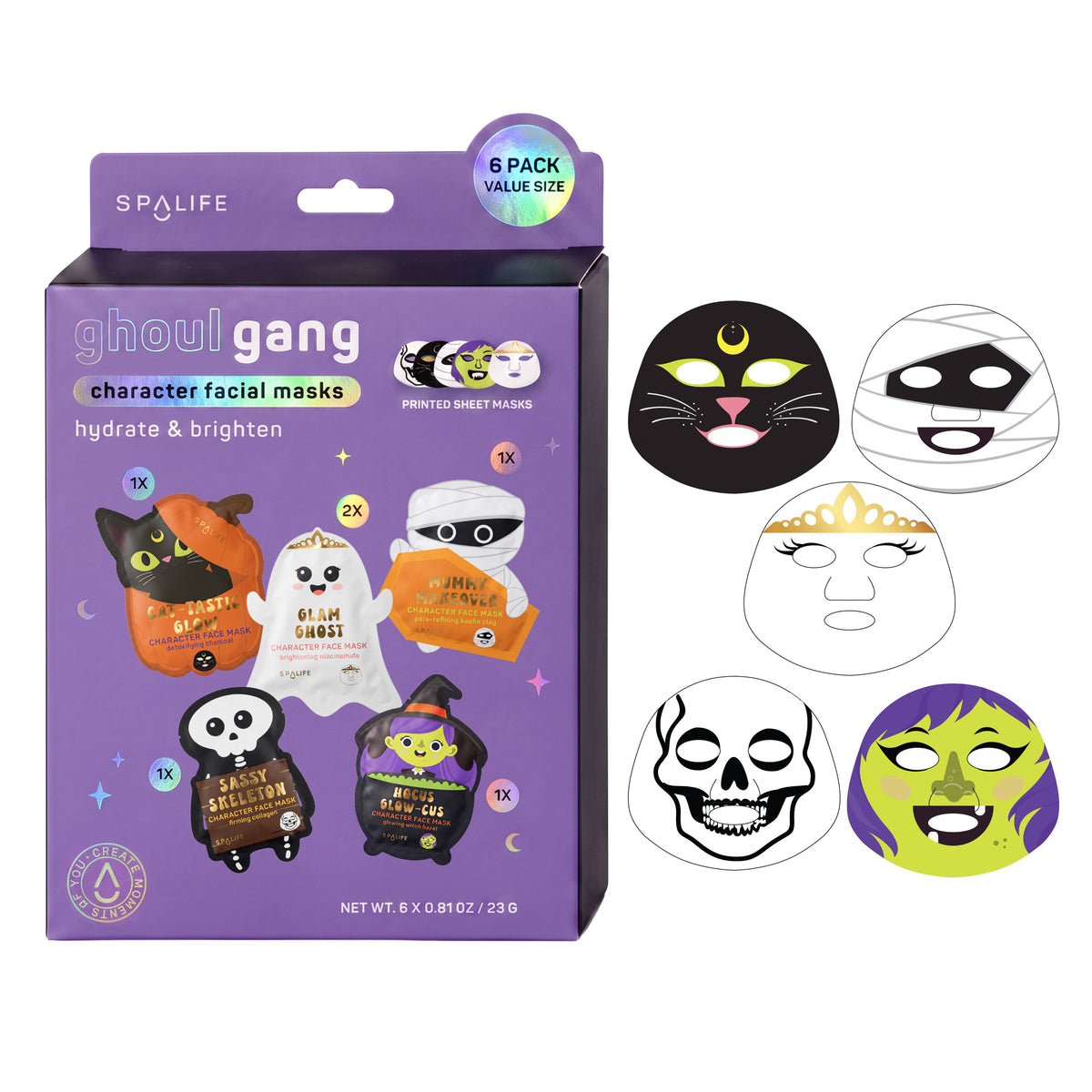 Korean Halloween Sheet Masks Ghoul Hang Character | 6 Pk