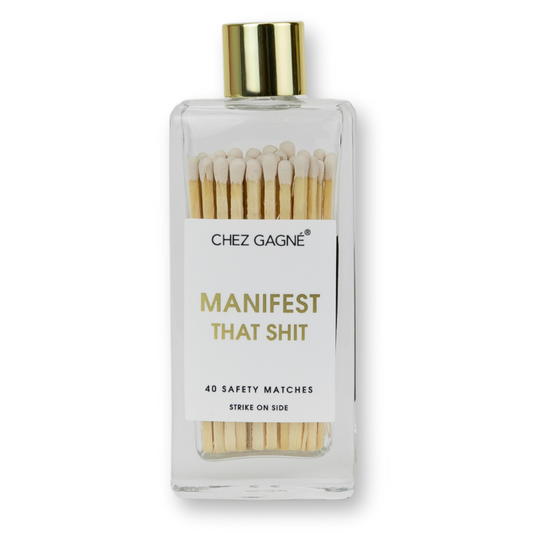 Manifest That Shit Matches - Glass Bottle Matchsticks - White