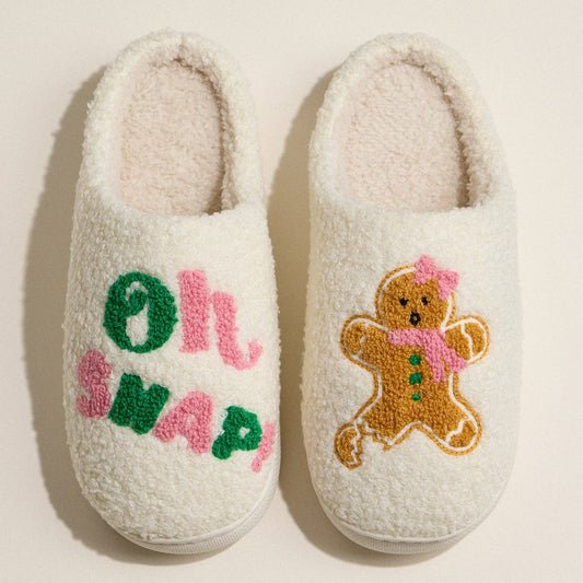Gingerbread Embroidered Slippers – Oh Snap! Holiday Edition for Christmas Gift