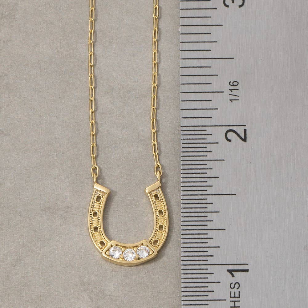 18K Gold Dipped Horseshoe Cz Pendant Necklace